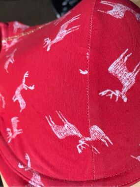 Cacique Deer Print Red Bra UNDERWIRE 42DDD EXCELLENT  Light Padded Push Up
